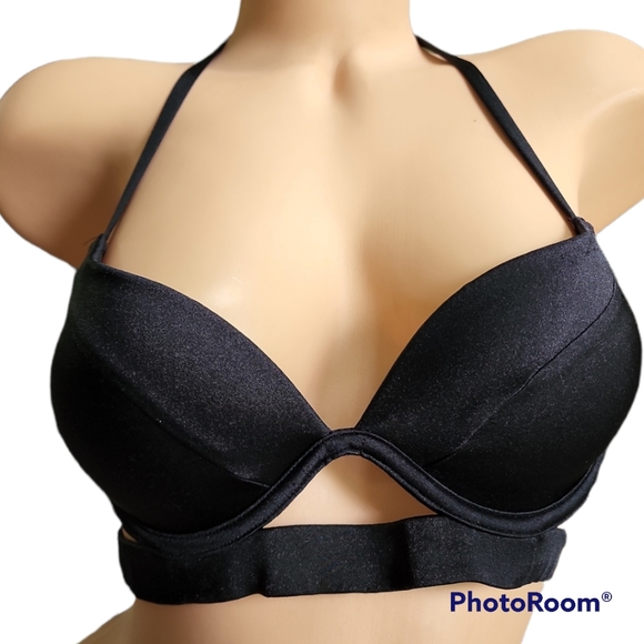 🏖Victoria's Secret Cut Out Swim 🏊‍♀️ Top Size 34A in Black with Gold Hardware - Picture 2 of 10